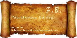 Petrikovics Balázs névjegykártya